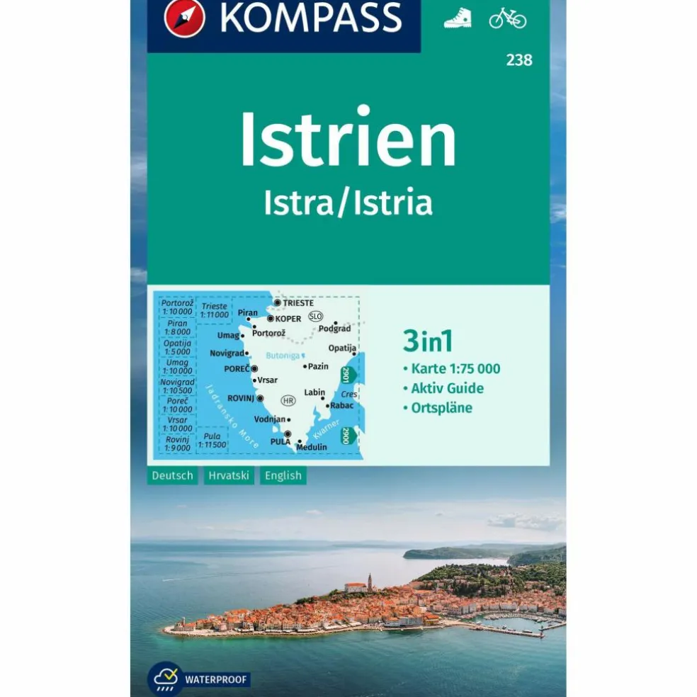 KOMPASS WANDERKARTE ISTRIEN, ISTRA, ISTRIA 1:75 000