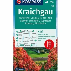 KOMPASS WANDERKARTE KRAICHGAU, KARLSRUHE, LANDAU I. D. PFALZ