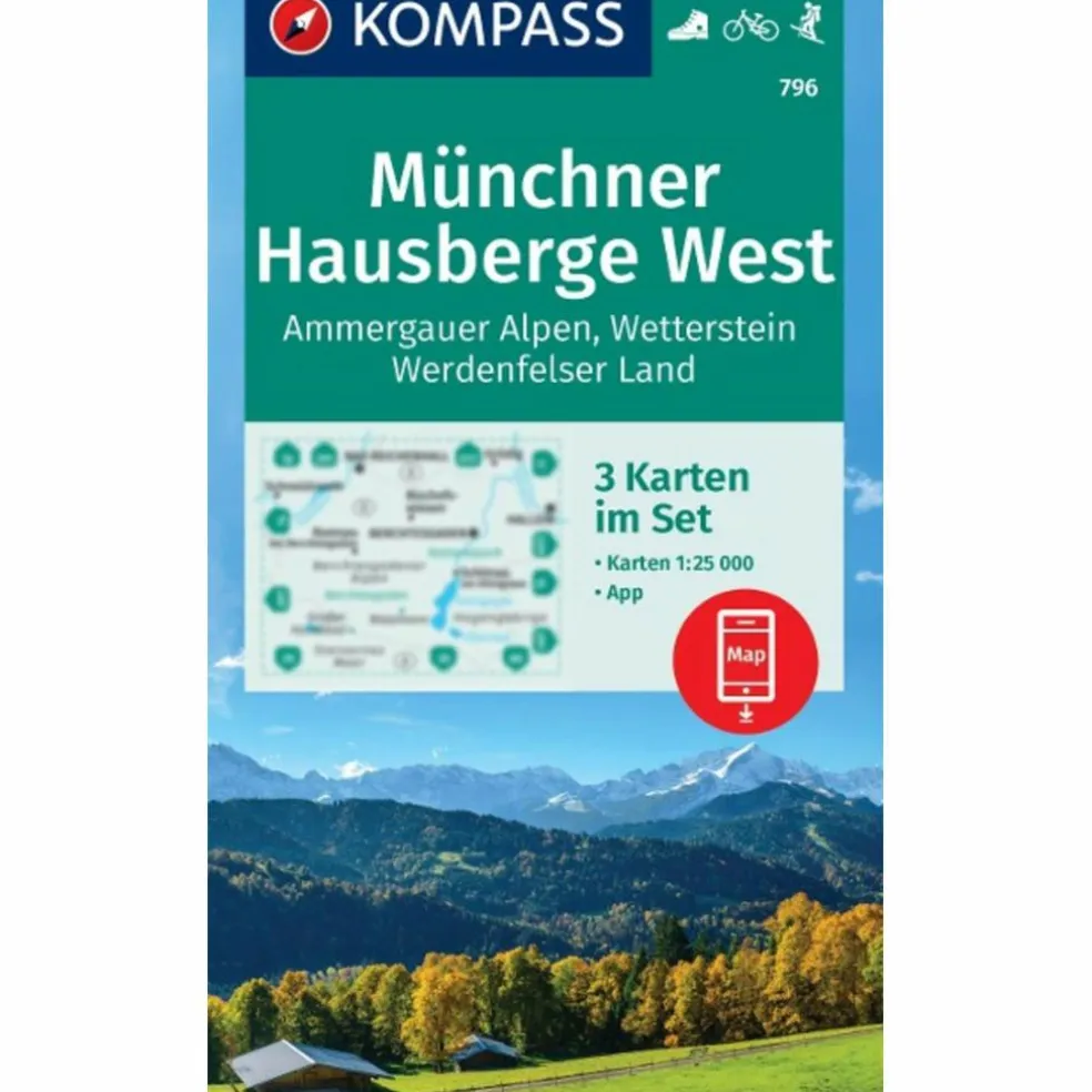 KOMPASS WANDERKARTEN-SET 796 MÜNCHNER HAUSBERGE WEST