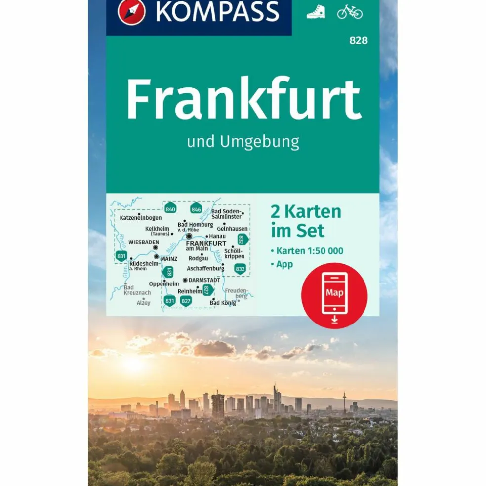 KOMPASS WANDERKARTEN-SET 828 FRANKFURT U.UMGEBUNG (2 KARTEN)