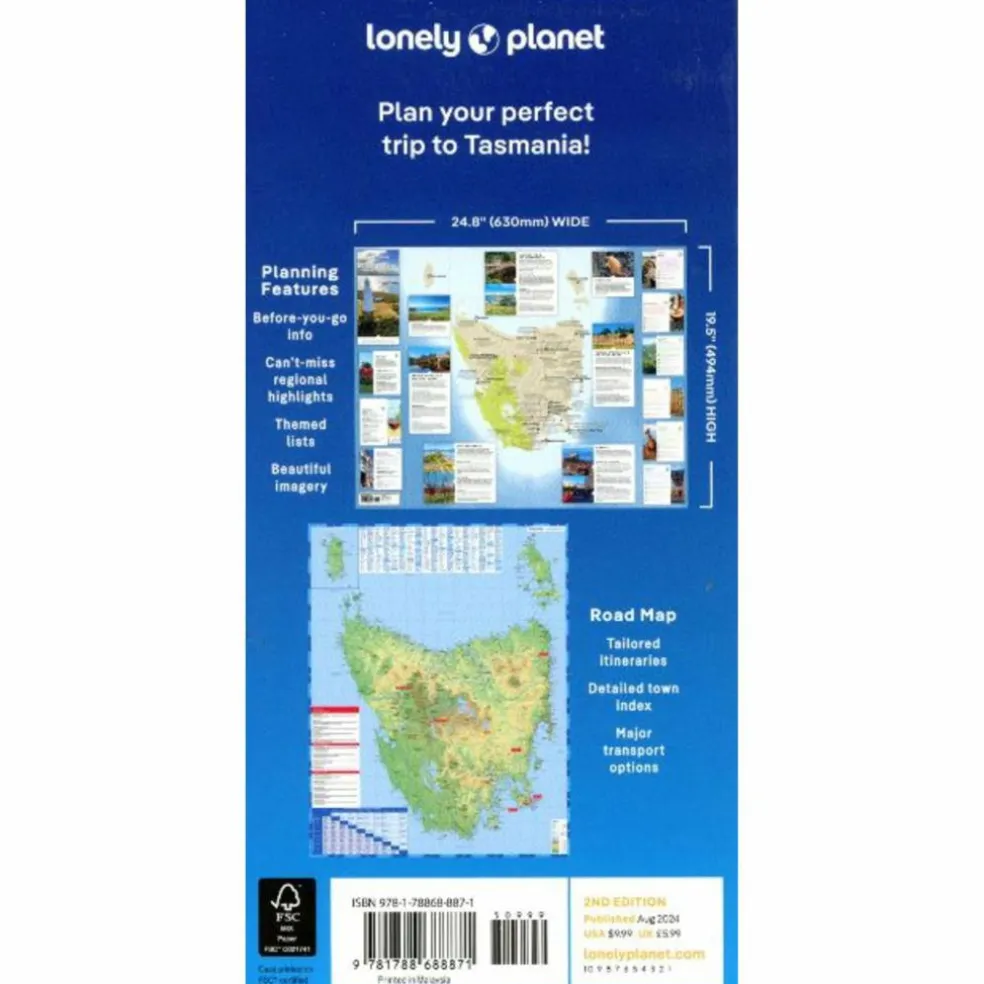 LONELY PLANET TASMANIA PLANNING MAP - Straßenkarte