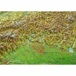 RELIEF ALPEN 1:1.2MIO MIT NATURHOLZRAHMEN - Wand Karte