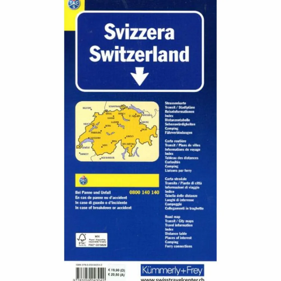 SCHWEIZ TCS STRASSENKARTE 1:301 000