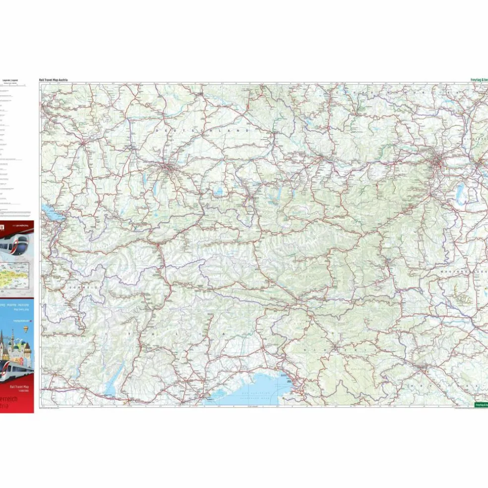 ÖSTERREICH, RAIL TRAVEL MAP 1:500.000, FREYTAG & BERNDT - Karte