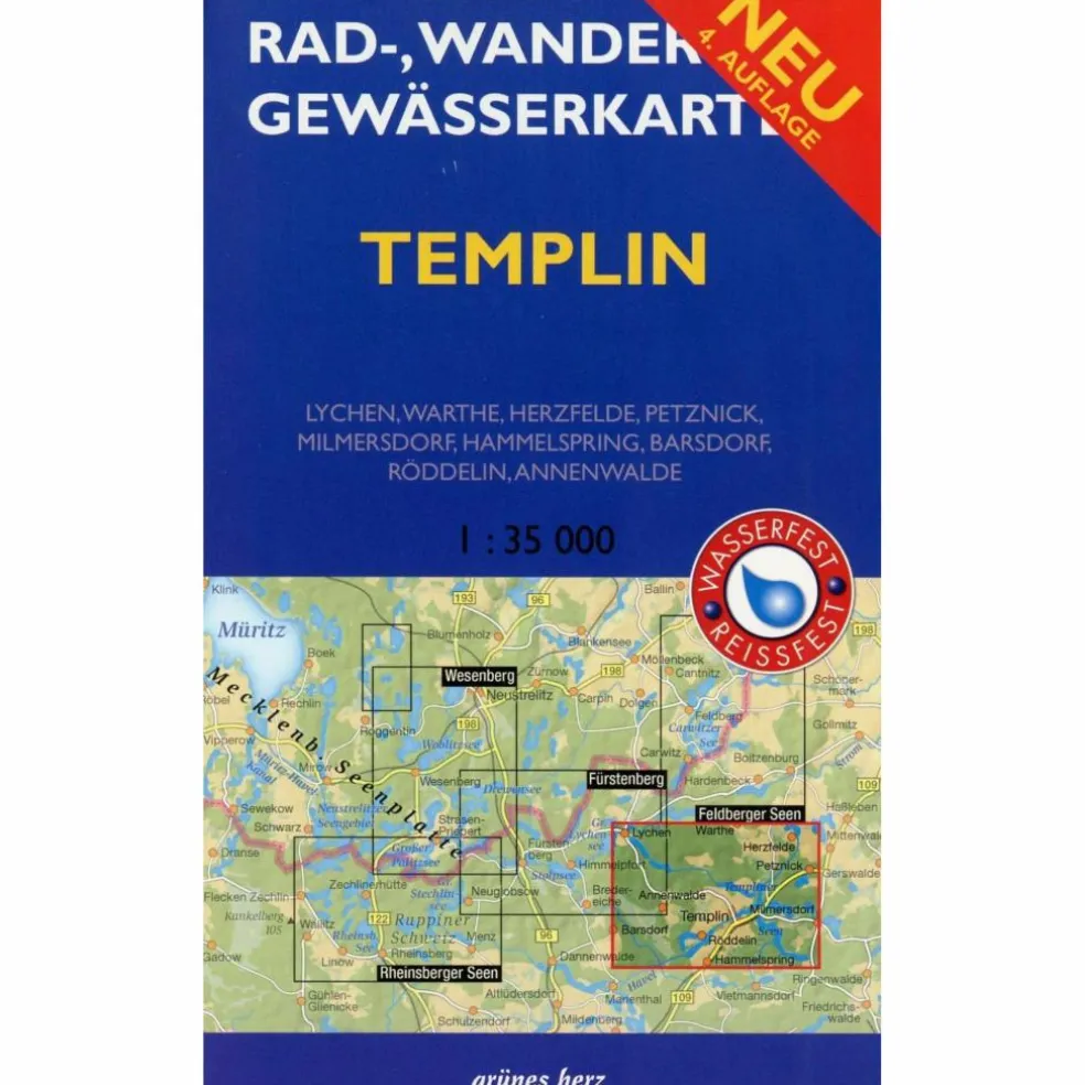TEMPLIN 1 : 35 000 RAD-, WANDER- UND GEWÄSSERKARTE - Fahrradkarte