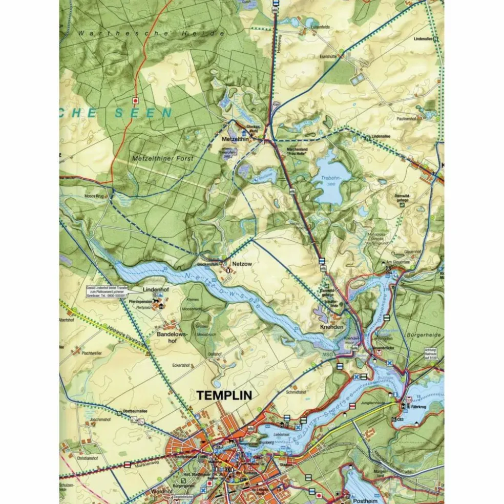 TEMPLIN 1 : 35 000 RAD-, WANDER- UND GEWÄSSERKARTE - Fahrradkarte