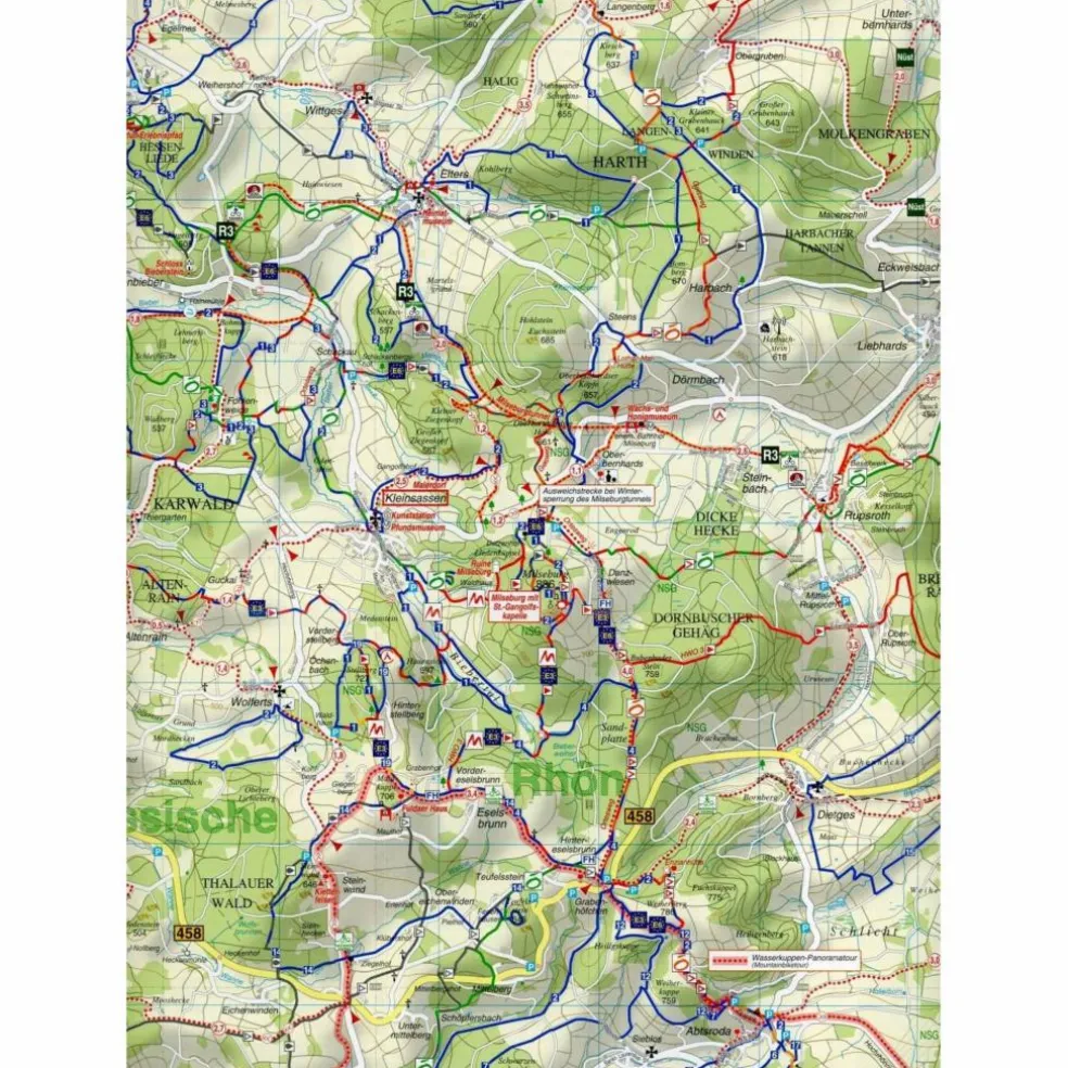 WASSERKUPPE, FULDA, GERSFELD UND UMGEBUNG - Wanderkarte