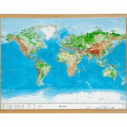 WELT GROSS 1:53.000.000 MIT NATURHOLZRAHMEN - Karte